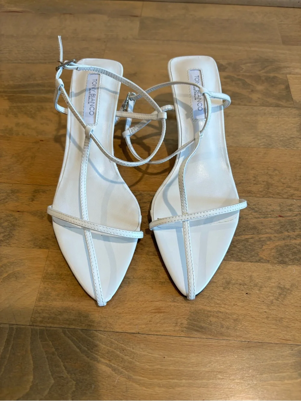 Tony Bianco White Pointed-Toe Strappy Heels